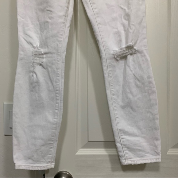 J Crew White Distressed Lookout High Rise Skinny Crop Jeans Size 26 - Picture 3 of 12